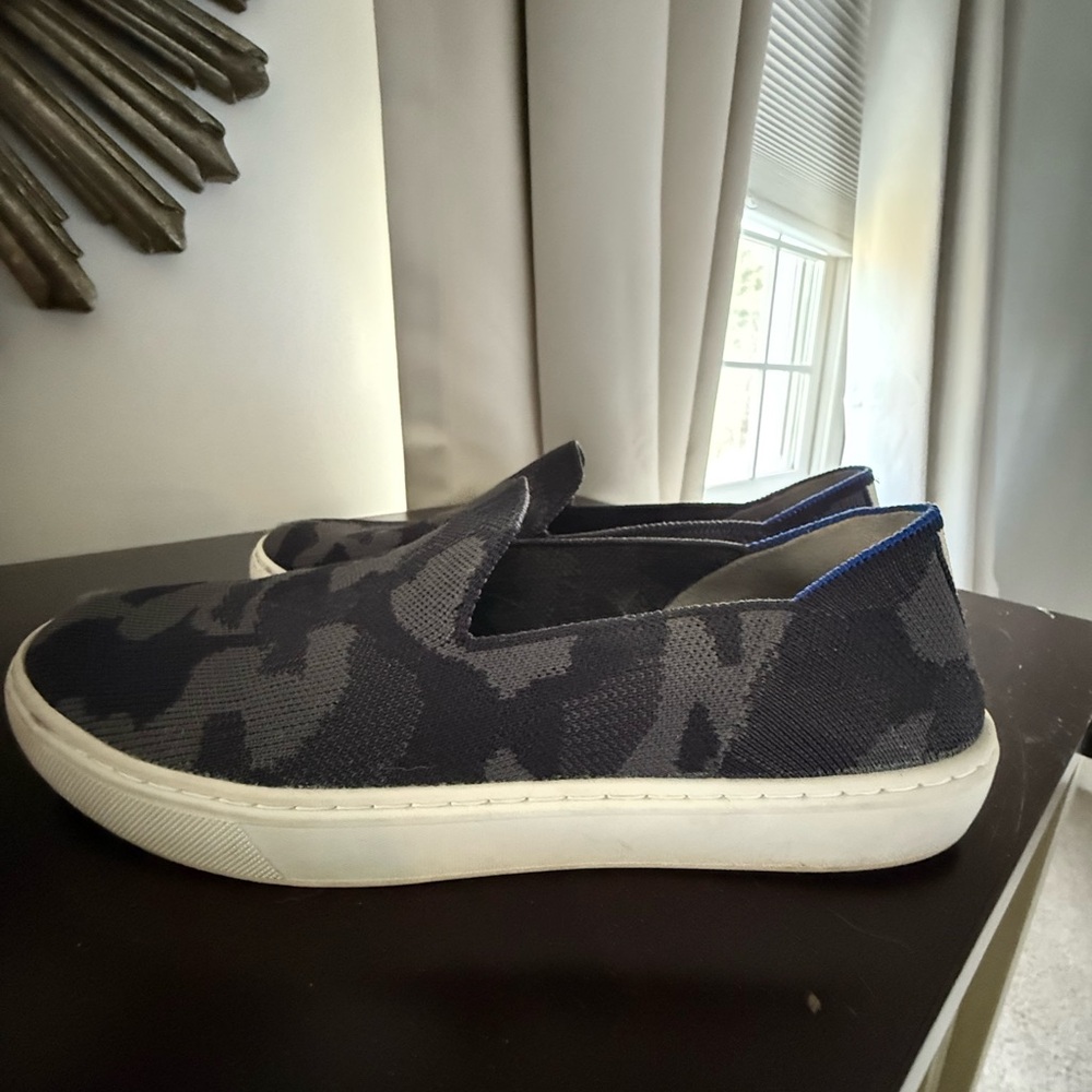 Rothy's Black & Grey Camouflage Slip-On Sneakers